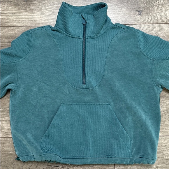 Lululemon Brushed Softstreme Ribbed Half Zip Pullover Green Jasper (Flaw) Size 4 - Picture 3 of 15